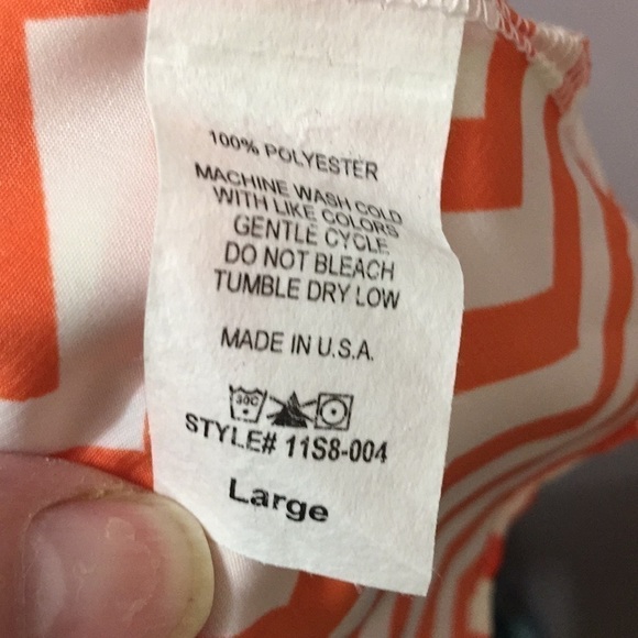 FRANCESCA’S chevron orange/white mini skirt side zip size Large - Picture 5 of 5